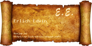 Erlich Edvin névjegykártya
